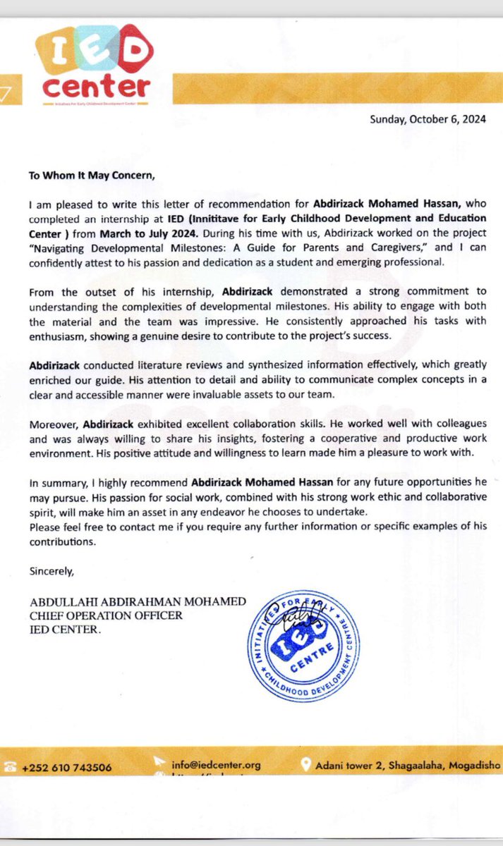 I am Thrilled to complete my 5-month internship at the IED Center, where I worked on the ‘Navigating Developmental Milestones’ project. I gained invaluable insights into early childhood development and the importance of social work in shaping children’s futures.