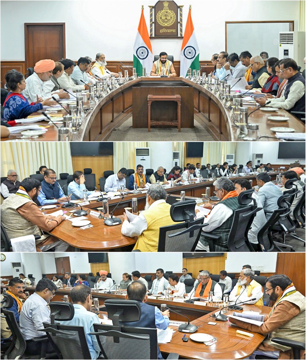 cmohry's tweet photo. पहली कैबिनेट बैठक का आगाज़ !

चंडीगढ़ स्थित सिविल सचिवालय में मुख्यमंत्री श्री @NayabSainiBJP की अध्यक्षता में नवगठित हरियाणा मंत्रिमंडल की पहली बैठक की एक झलक ! https://t.co/CW3SeUXCvm