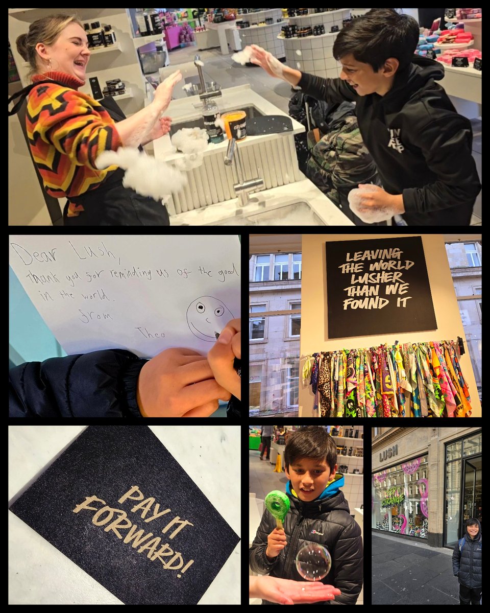 BuskBros's tweet photo. Met very special people in Glasgow's @LushLtd this hol. T keeps talking about their beautiful personalities&amp;kindness. Thank u Lush, u have truly inspired this boy. I've lost count of his random acts of kindness since our visit. 🥰 #LeaveTheWorldLusherThanYouFoundIt #PayItForward https://t.co/rxnfKJRDzW