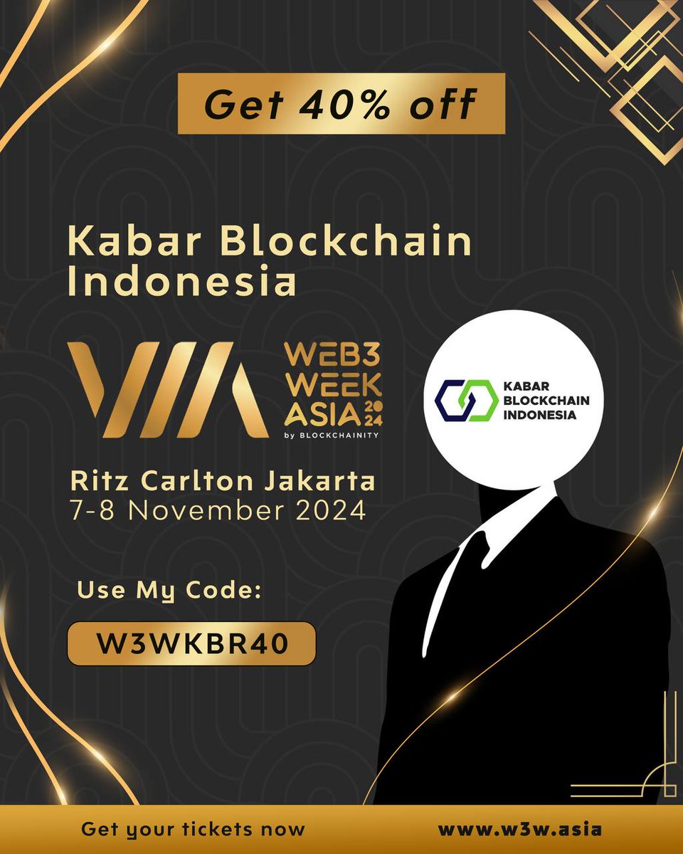 kabarblockchain's tweet photo. Ini dia detailnya Web3 Week Asia: 
📍The Ritz-Carlton Jakarta
📅 7 - 8 November 2024

tiketnya mulai dari 150K aja! Jangan lupa masukin kode W3WKBR40 buat dapetin diskon 40%. Cihuyy abis kan! See you there blockheads~

Info lebih lanjut bisa langsung cek https://t.co/Y2y0Y4rG3I https://t.co/PvC0LZjXQ5