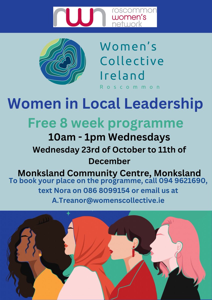 Roscommon Women's Network (@rwn_roscommon) on Twitter photo 1 morning a week for 8 weeks, you will meet women who want to be more active socially & politically, get some tips&support on public speaking and much more while also having FUN. pm or text/whats app 086 8099154 for more details or to book your place. <a href="/WCI_irl/">Women's Collective Ireland</a> <a href="/roscommoncoco/">Roscommon County Council</a> 1 morning a week for 8 weeks, you will meet women who want to be more active socially & politically, get some tips&support on public speaking and much more while also having FUN. pm or text/whats app 086 8099154 for more details or to book your place. <a href="/WCI_irl/">Women's Collective Ireland</a> <a href="/roscommoncoco/">Roscommon County Council</a>