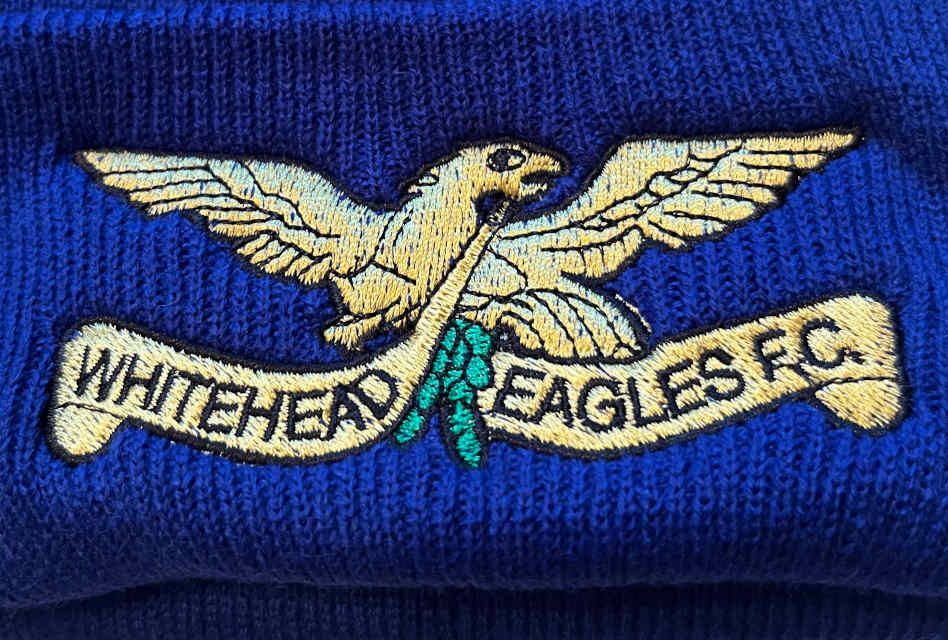 ImagesMagUK's tweet image. This intricate #logo was #embroidered onto #beanies by Rhuban Design near Whitehead in Northern Ireland for local football team Whitehead Eagles FC, using products and services from David Sharp, #BeechfieldBrands #Ralawise and @YES_Ltd imagesmag.uk/RD-Eagles #embroidery