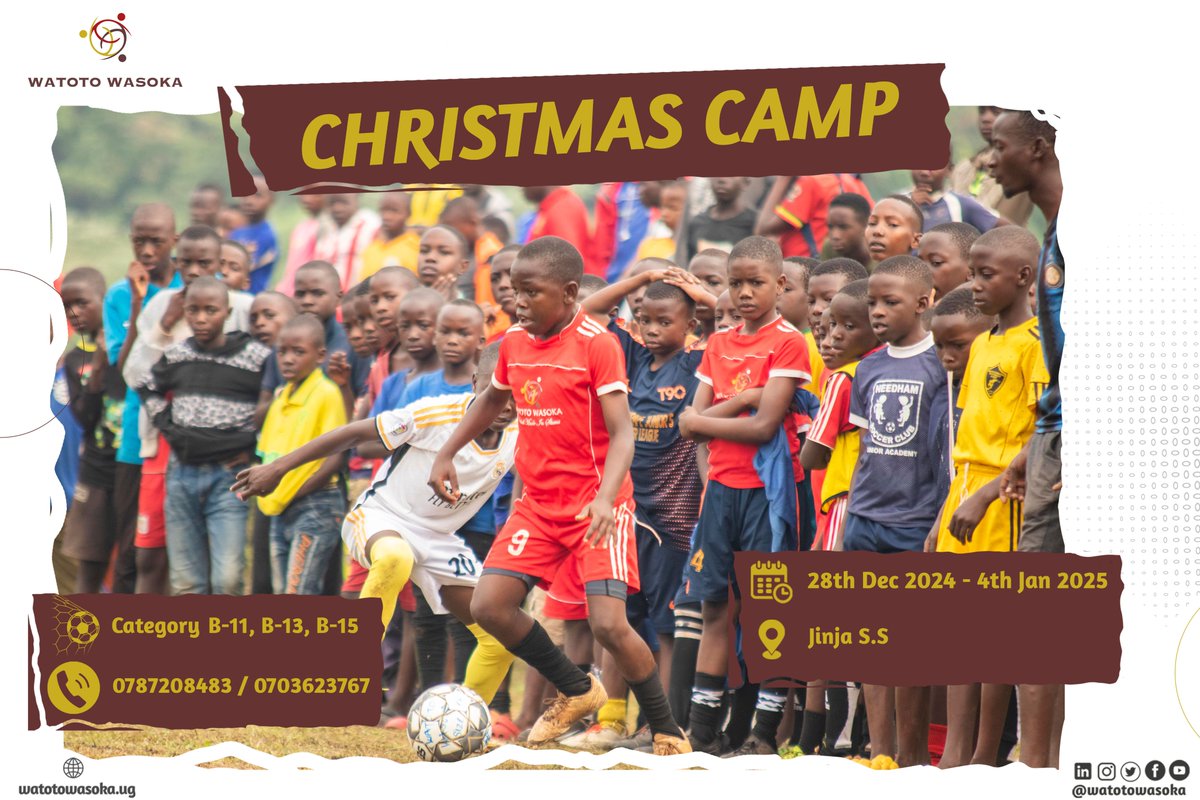 WatotoWasoka's tweet photo. π’ Attention ladies and gentlemen:
The #ChristmasCamp is here!!
Excited to announce that this year we shall host separate editions for the girls' and boys' camps.
Bring your team, and your support for 3,000+ boys and girls this December.
#FootballKids #FootballMadeInSlums https://t.co/tvTDwmpjNY