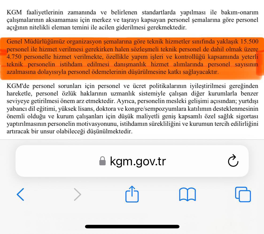 <a href="/KarayollariGM/">Karayolları Genel Müdürlüğü</a> <a href="/a_uraloglu/">Abdulkadir URALOĞLU</a> <a href="/UABakanligi/">T.C. Ulaştırma ve Altyapı Bakanlığı</a> Stratejik Planda belirtilen teknik hizmetler sınıfındaki personel eksikliği; Danışmanlık Hizmetleri ile değil, KPSS’den derece yapmış ve devletine hizmet için hazır bekleyen İnşaat Mühendislerinin atamaları artırılarak giderilmelidir. 
 #insaatmühendisleriatamabekliyor