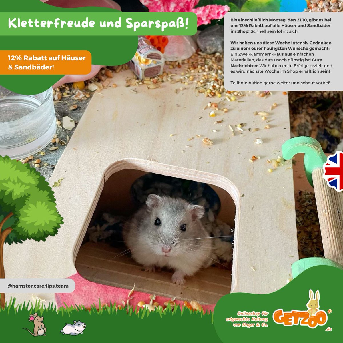 getzooshop's tweet photo. Bis einschließlich Montag, den 21.10, gibt es bei uns 12% Rabatt auf alle Häuser und Sandbäder im Shop! Schnell sein lohnt sich!

#getzooshop #nagerliebe #sandbäder #tierliebe #tierzubehör #nagerzubehör #fellnasen #nagerglück #hamster #hamster_team #hamstercage #hamsterhome https://t.co/J2RzbQuF4b