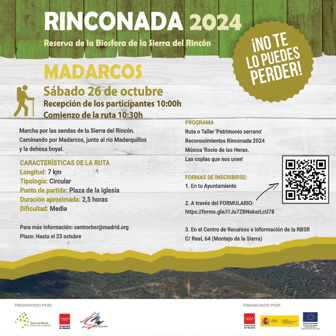 MancomunidadSDR's tweet photo. La "#Rinconada"🥾 se manifiesta como una impresionante marcha de senderismo multitudinaria🚶🚶‍♀️, donde residentes y visitantes se unen para explorar las sendas tradicionales de la #SierradelRincón⛰🌳 

👉Este año tendrá lugar en Madarcos📍, el 26 de octubre🗓

@sierranortemad https://t.co/hF5YGRM8g6