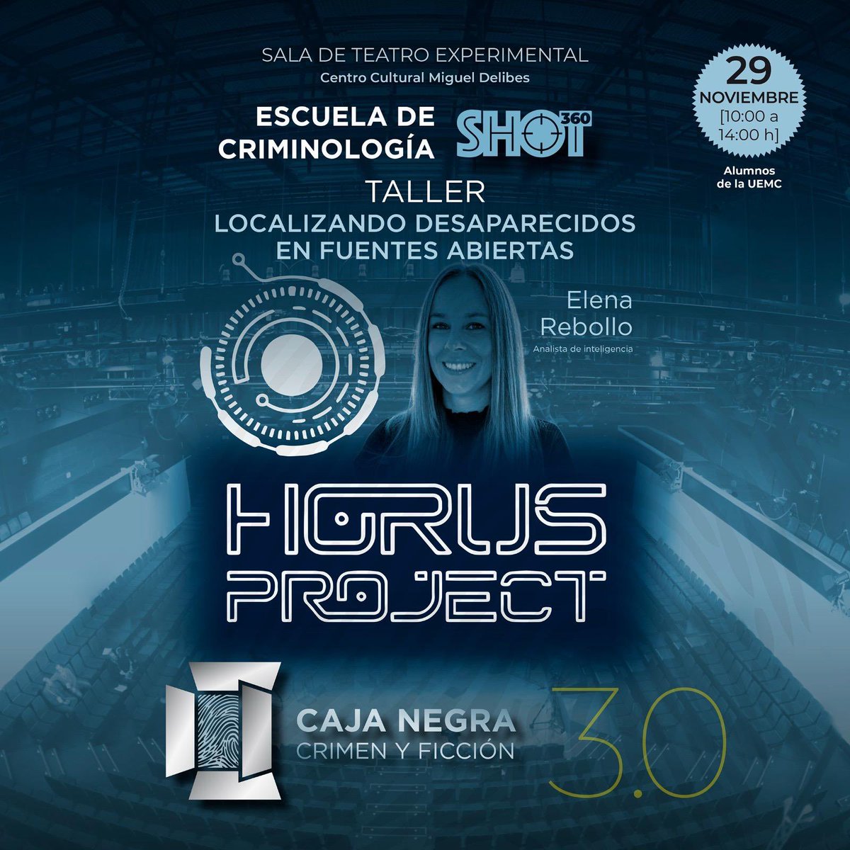 El próximo 29 de noviembre estaremos impartiendo un taller en la tercera edición de Caja Negra en Valladolid! Muy contentos de seguir sumando eventos en Horus Project.