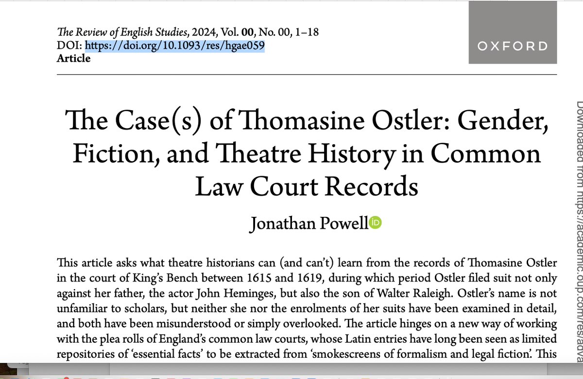 Hannah Murphy (@murphyhs2019) on Twitter photo Could not be more excited to see former <a href="/CemsKcl/">Centre for Early Modern Studies at King's</a> Jonathan Powell's work on fiction, law, and women's voices in print. The word groundbreaking gets overused, but for me this painstaking research and expansive conceptual innovation was truly revelatory doi.org/10.1093/res/hg… Could not be more excited to see former <a href="/CemsKcl/">Centre for Early Modern Studies at King's</a> Jonathan Powell's work on fiction, law, and women's voices in print. The word groundbreaking gets overused, but for me this painstaking research and expansive conceptual innovation was truly revelatory doi.org/10.1093/res/hg…