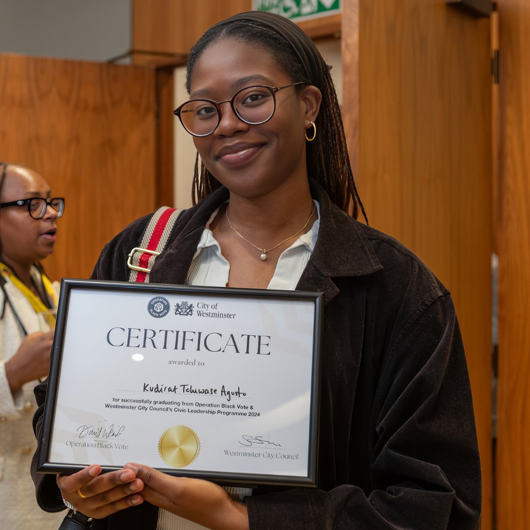 OpBlackVote's tweet photo. Can we get a Hip Hip Hooray? 🥳

We are so proud of our Westminster Civic Leadership Programme graduates 🙌

We loved working with the @citywestminster team to help develop a new cohort of community leaders ✊

#civicleadership #futureleaders #bameleaders https://t.co/bZeTtKf5P3