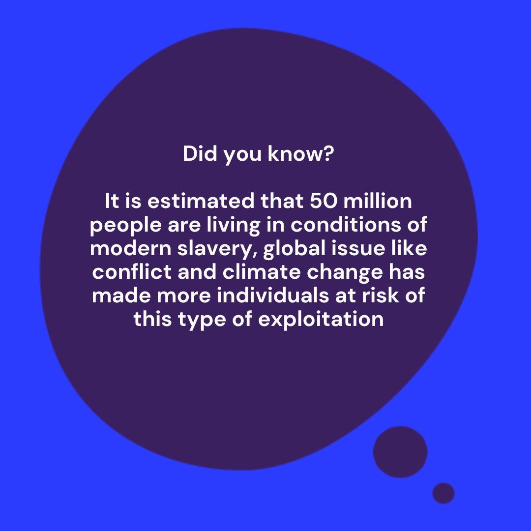 Today is Anti-Slavery Day, it is a day to raise awareness around modern slavery.
Still in 2024 millions of people are impacted by modern slavery and it is a risk for us all, raising awareness helps prevent further victims of modern slavery and human trafficking.