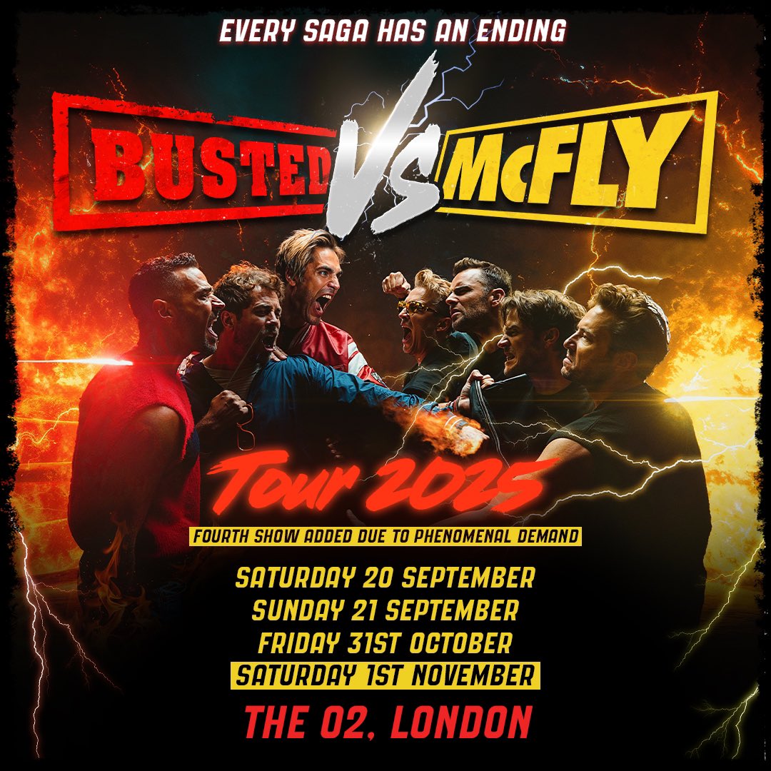 ANOTHER night at <a href="/TheO2/">The O2</a>! Tickets are on sale right now ⚡️ bit.ly/BustedVsMcFly25