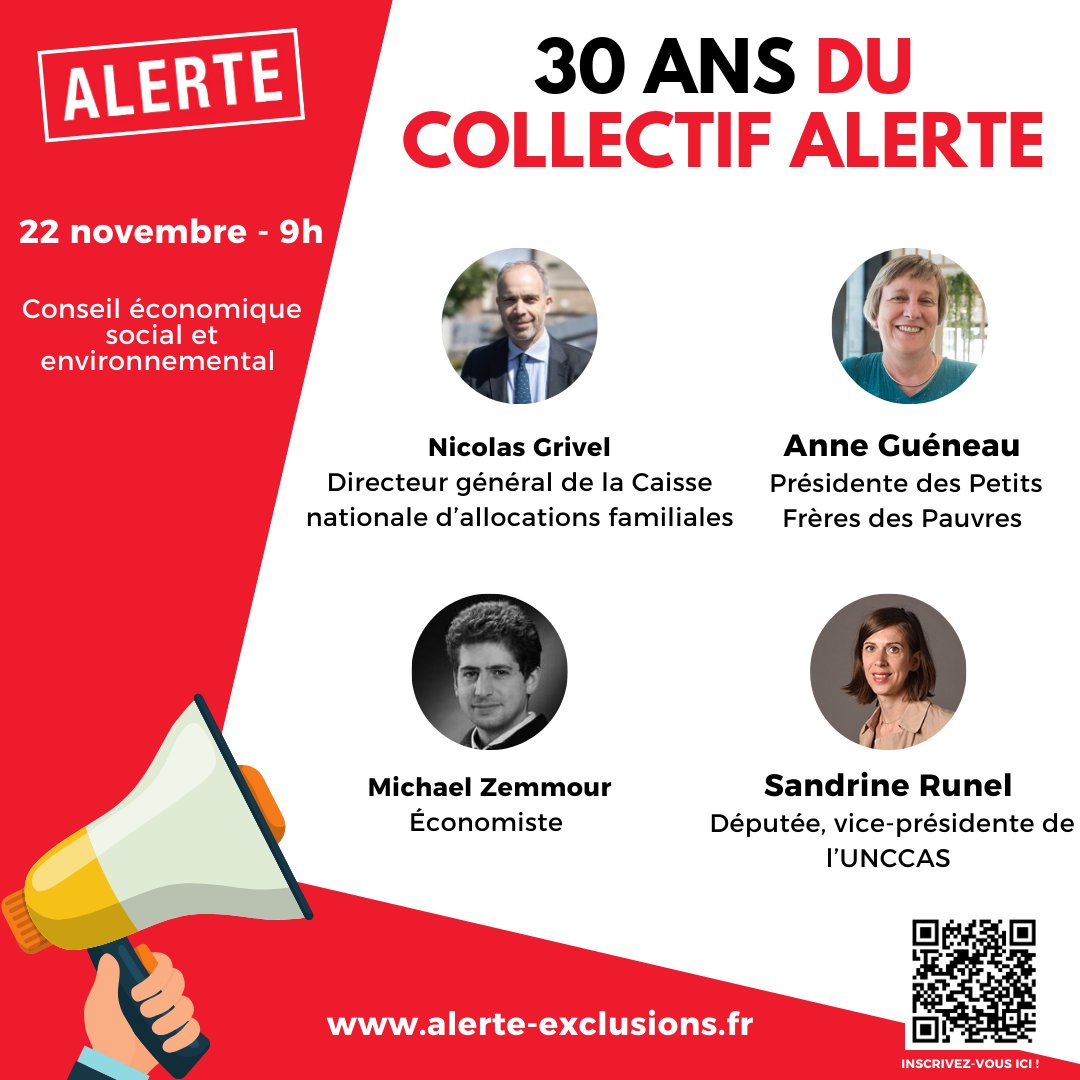 Collectif ALERTE (@collectifalerte) on Twitter photo ‼️30 ans de lutte contre la pauvreté, 5 ans pour l'éradiquer !
📢Anne Guéneau, Pdte <a href="/PFPauvres/">Petits Frères des Pauvres</a>, <a href="/nicolasgrivel/">nicolas grivel</a>, DG <a href="/cnaf_actus/">Allocations Familiales</a>, @SandrineRunel, Députée et Vice-Pdte <a href="/unccas/">Unccas. Les élus locaux au service des solidarités</a> et <a href="/ZemmourMichael/">Michael Zemmour</a>, économiste, interviendront le 22 novembre
Gratuit sur inscrip👉 lstu.fr/4utzgzgD ‼️30 ans de lutte contre la pauvreté, 5 ans pour l'éradiquer !
📢Anne Guéneau, Pdte <a href="/PFPauvres/">Petits Frères des Pauvres</a>, <a href="/nicolasgrivel/">nicolas grivel</a>, DG <a href="/cnaf_actus/">Allocations Familiales</a>, @SandrineRunel, Députée et Vice-Pdte <a href="/unccas/">Unccas. Les élus locaux au service des solidarités</a> et <a href="/ZemmourMichael/">Michael Zemmour</a>, économiste, interviendront le 22 novembre
Gratuit sur inscrip👉 lstu.fr/4utzgzgD