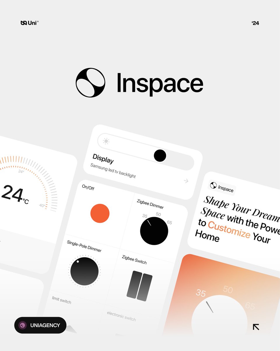uni_agency's tweet photo. Uni Agency pushing the boundaries of innovation with InSpace, our brand-new UI design concept for smart home system. Seamlessly blending aesthetic design with cutting-edge technology, InSpace offers a smooth, intuitive interface that turns your home into a personalized, intelligent space. 

#ui #uidesign #concept #uidesigner