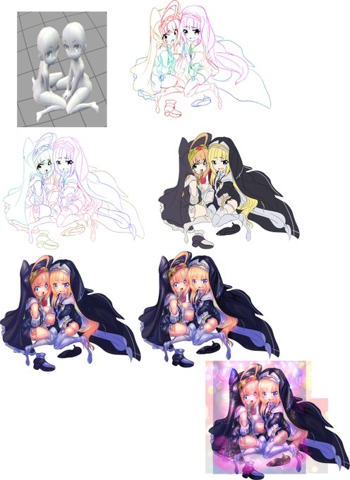 シャルロットちゃんの後ろスカート部分まで一応描いておいたので、そのうち何か使い所があったら良いなァ😋 