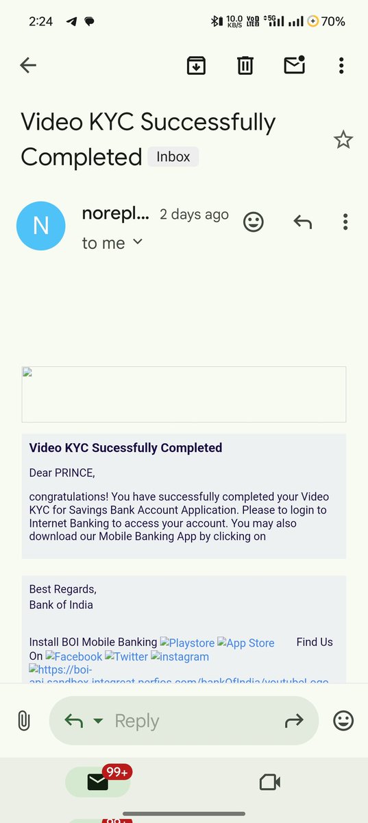 BurmudaB's tweet photo. My Video KYC for opening saving account was completed successfully on 14th OCT ,later i received the email for the same on 16th OCT,
Still i didn't received details about my account ,please complete the Process and open the account as soon as possible.
@BankofIndia_IN https://t.co/rqdN0OcZGy