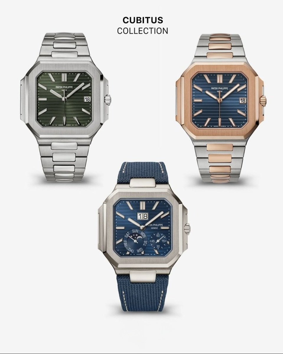 GlobalWatchClub's tweet photo. What is your favourite release from the new Patek Cubitus Collection? 👇 https://t.co/g8VU1uSe9u