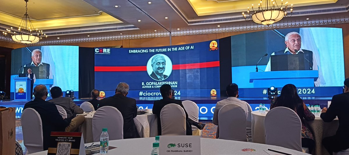 Core media team has been working hard in gathering technology leaders for the last 8-10 years.. It is amazing work to bring all the technology leaders on one platform. Great session going on R Gopalkrishnan #ciocrown2024