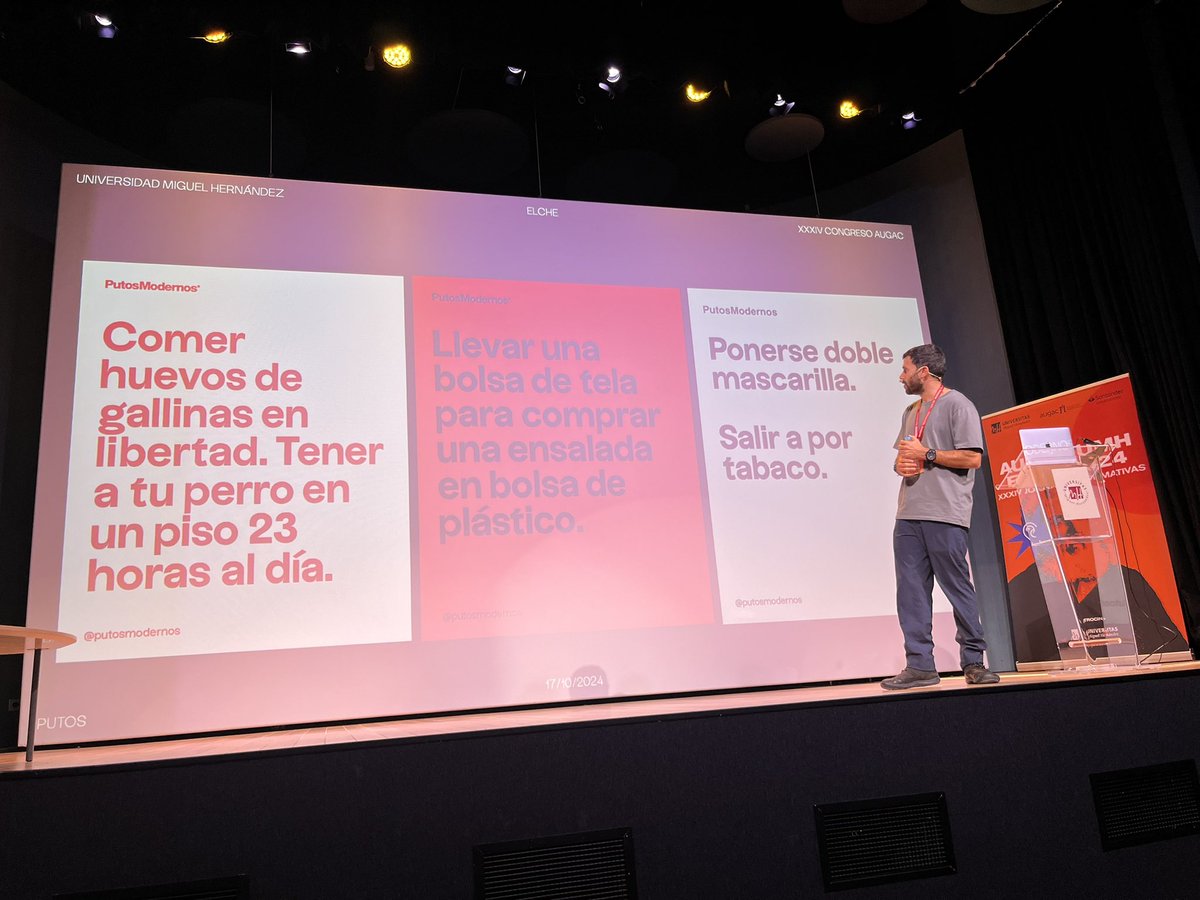 Troleo, autoparodia y honestidad.
Joan Alvares habla de las claves de las campañas de <a href="/PutosModernos_/">PutosModernos®</a> en #AugacElche2024