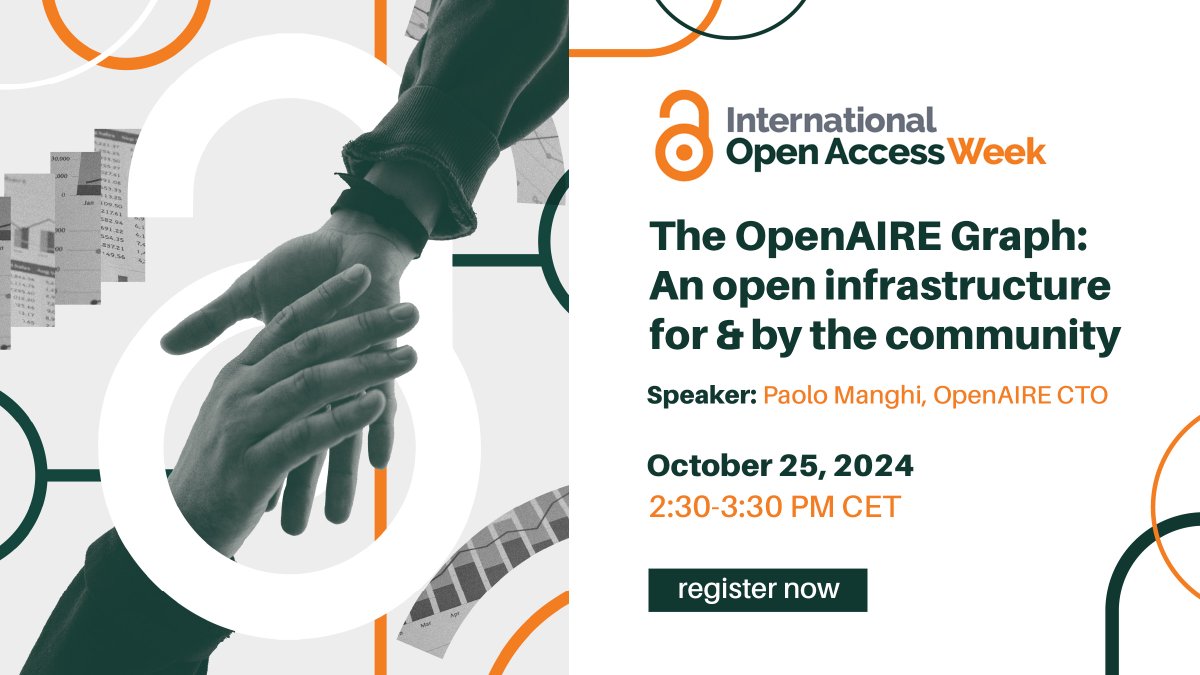 OpenAIREGraph's tweet image. Join us next week in celebrating #InternationalOpenAccessWeek! Tune in to our webinar where @OpenAIRE_EU CTO @paolomanghi explores the #OpenAIREGraph as an open infrastructure, with a focus on its community-driven aspect and participatory approach. Registration below

Register…