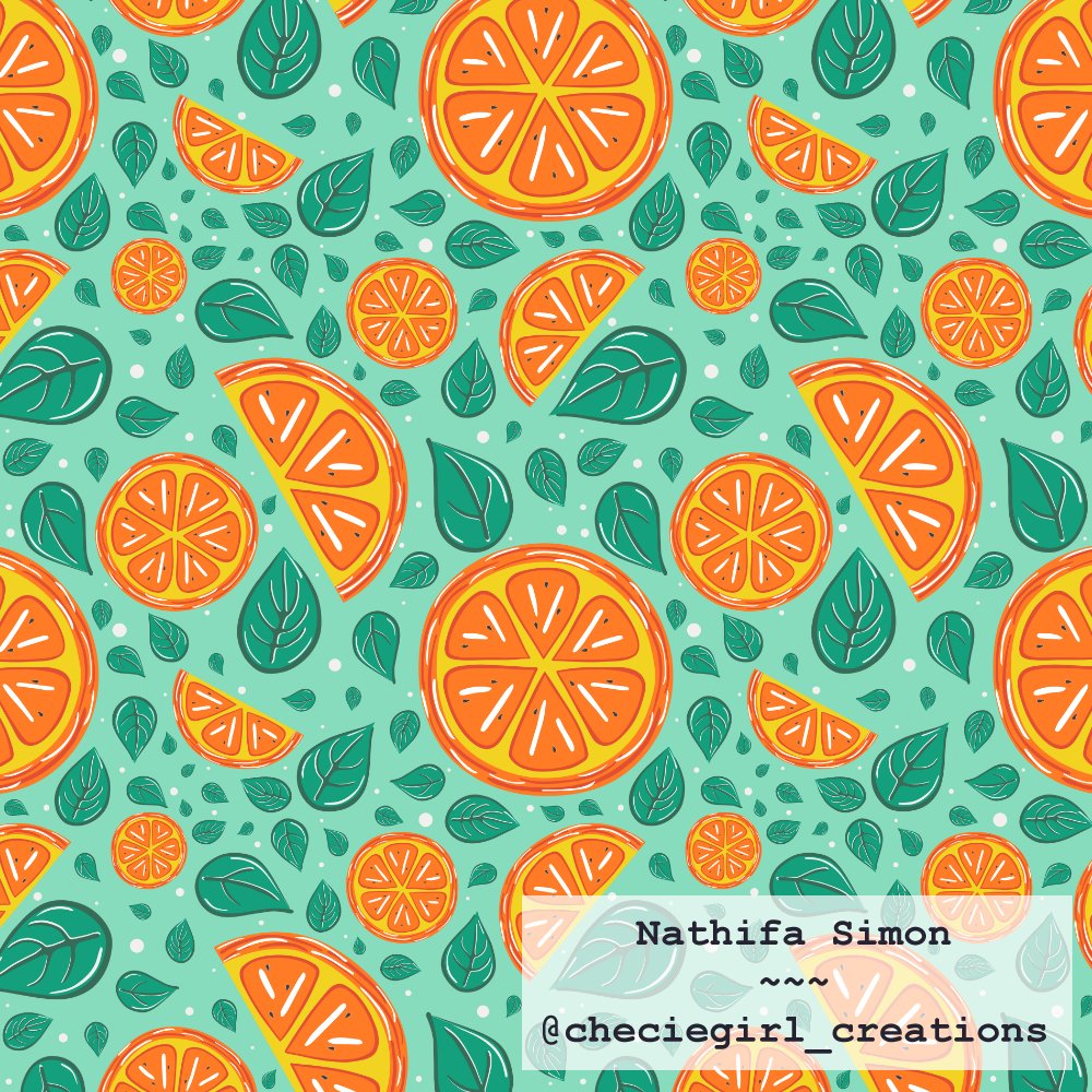 NathifaSimon's tweet image. Fully vectorised series of citrus repeat patterns, lemons, oranges, grapefruits and limes.🍊

Portfolio: checiegirl.wixsite.com/nathifa-simon-…

#surfacepatterndesign #repeatpattern #madeinaffinity #citrus #lemon #oranges #lime #grapefruit #art #digitalart