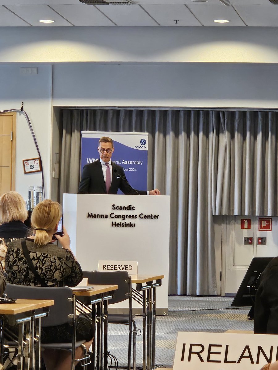 Great talk about global diplomacy by <a href="/alexstubb/">Alexander Stubb</a>, president of Finland, supporting the <a href="/medwma/">World Medical Association</a> general assembly: "We live in a multipolar world with chaos and conflict; we have to find a way back to a multilateral world with compromise and collaboration".
#GlobalHealth #Peace