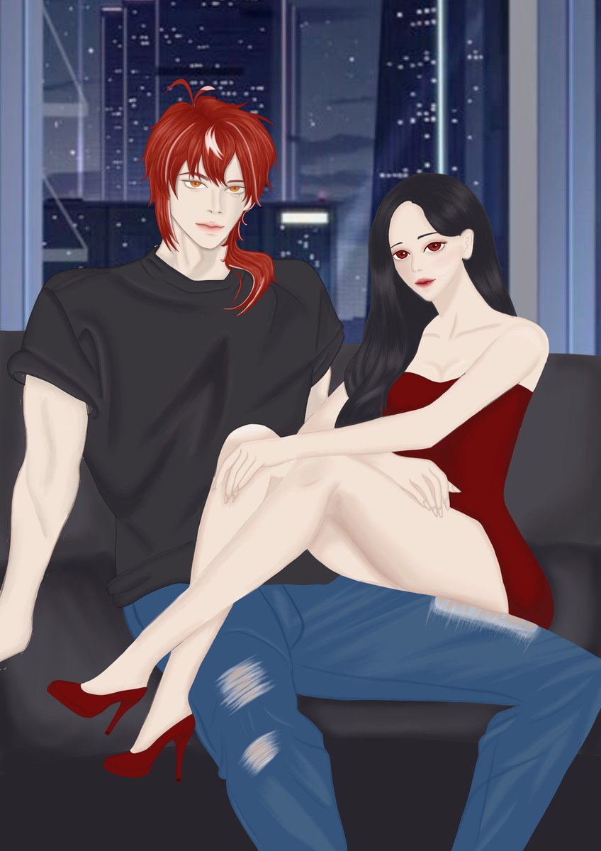 Anggep aja cewenya cainemates, but thas my original character... kalo karakter ku itu bisa foto sama Harris Caine ya... dia pasti bilang... "pangku mas... mas.. pangku..." 
makanya aku gambar pose ala manhwa manhwa dewasa ini #harristhetic #harriscaine