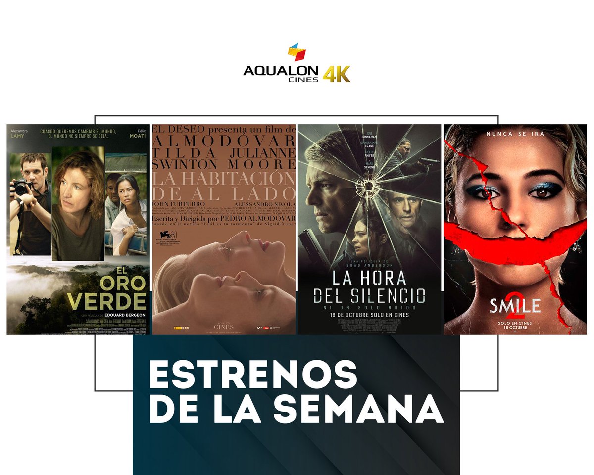 🍿No te pierdas los estrenos de la semana:

🎥El oro verde
🎥La habitación de al lado
🎥La hora del silencio
🎥Smile 2

📲Consulta de pases y compra de entradas: cinesaqualon.com

#cinesaqualon4k