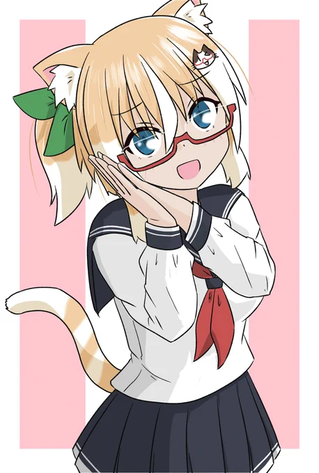 <おねがーいちょっとでいいから～ <今月はもうお小遣いあげたでしょ <私の分少しあg <甘やかすとダメになるからやめなさい <きびしいよぉ #創作 #オリキャラ #ネコとイヌとメガネっ娘
