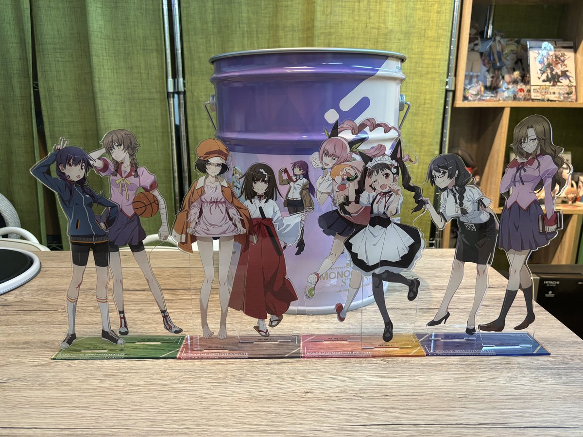 【新品未開封】化物語×STEINS;GATE ガジェット缶 コラボ限定品 STEINS;GATE×物語シリーズ】 ガジェット缶とBIGアクリルスタンドの紹介