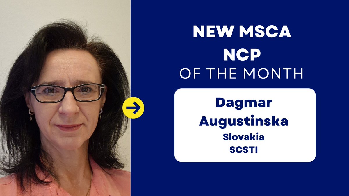 MSCA-NET (@mscanetwork) on Twitter photo *🙂Meet our NEW NCP of the month🙂*
👉Dagmar Augustinska
She is an Advisor in Slovakia helping researchers and institutions access EU funding, particularly through the Horizon Europe Programme. In September she has been appointed an #NCP for #MSCA ! <a href="/REA_research/">European Research Executive Agency</a> <a href="/MSCActions/">Marie Skłodowska-Curie Actions</a> *🙂Meet our NEW NCP of the month🙂*
👉Dagmar Augustinska
She is an Advisor in Slovakia helping researchers and institutions access EU funding, particularly through the Horizon Europe Programme. In September she has been appointed an #NCP for #MSCA ! <a href="/REA_research/">European Research Executive Agency</a> <a href="/MSCActions/">Marie Skłodowska-Curie Actions</a>