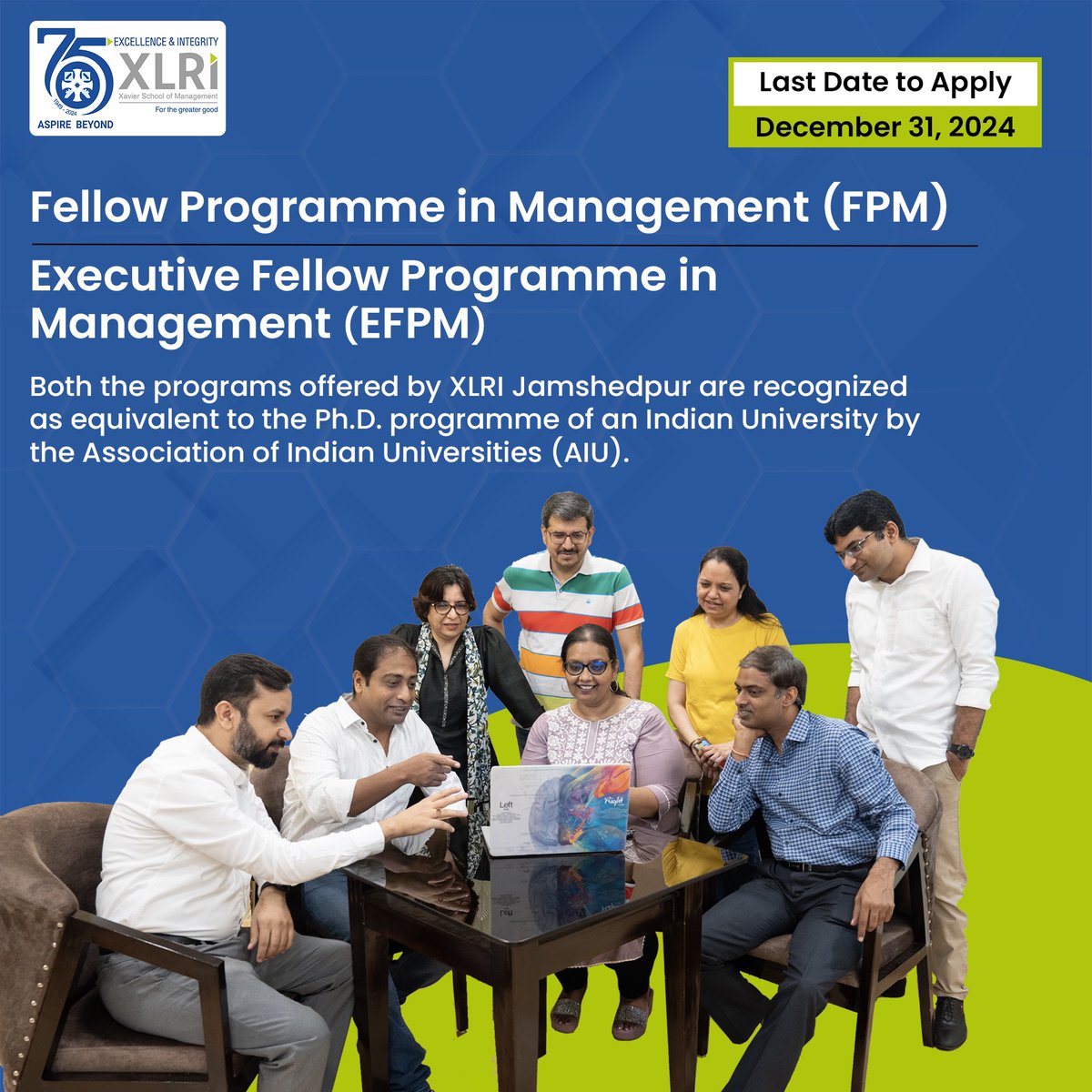 XLRIJamshedpur's tweet photo. The FPM and EFPM programmes at XLRI train prospective scholars to become skilled and innovative researchers and teachers in management.
Visit https://t.co/tRxLDuYVwf for more details.
LAST DATE TO APPLY: December 31, 2024
#75yearsofxl #fellowship #FPM #EFPM #bschools https://t.co/7HJwpyYkzt