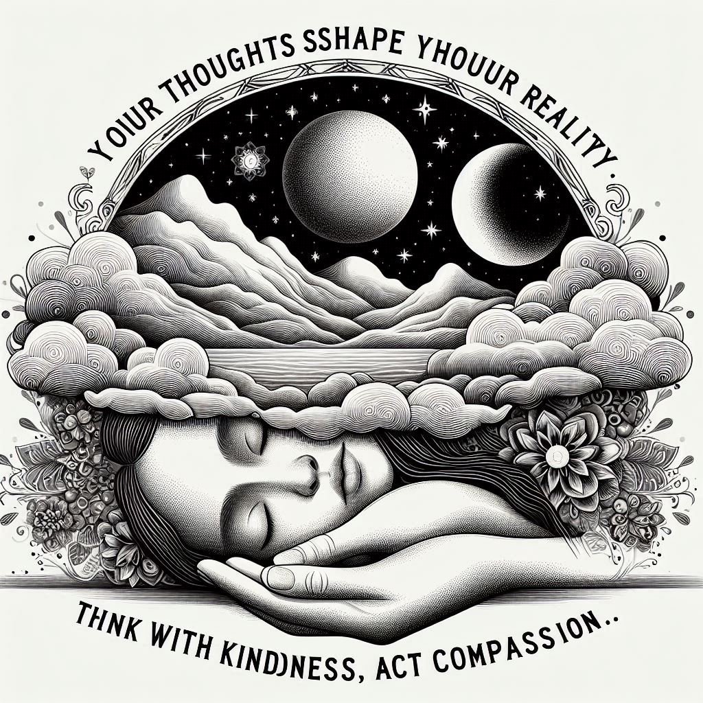 TheMentalSpaUK's tweet photo. "Your thoughts shape your reality; think with #kindness, act with #compassion." 🌟 #Dhammapadda
#Wisdom #Mindfulness #spirituality #Meditation https://t.co/SE0i6GORfp