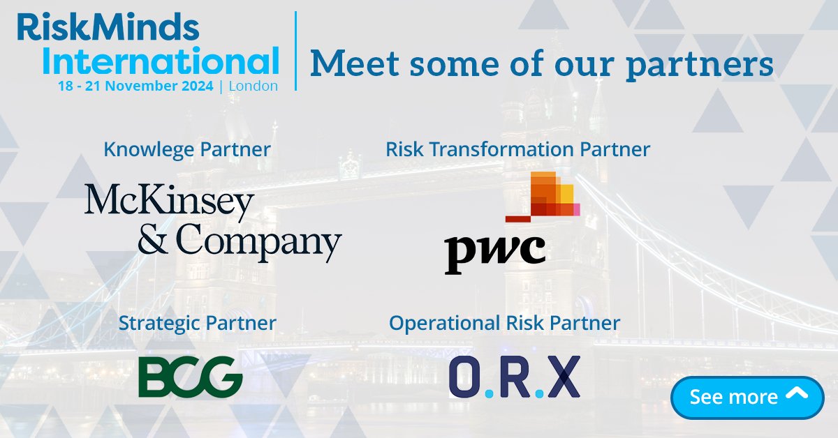 We’re honoured to be partnering with some fantastic companies for #RiskMinds International 👏

Bringing their knowledge and expertise, McKinsey and Company, pwc, BCG and O.R.X will be sharing key insights throughout the event and at summits!

👉 spr.ly/6019qV23R
