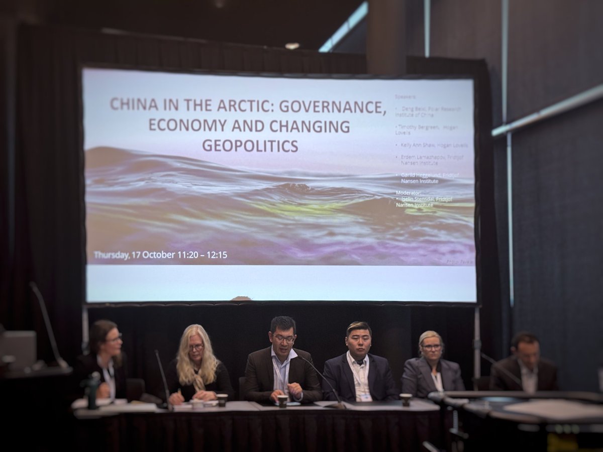 ErdemLam's tweet photo. Honored to speak at the China in the Arctic panel with @Kellyannshaw, Tim Bergreen, Deng Beixi and colleagues from @FniNansen at the @_Arctic_Circle to a full audience with a great discussion about 🇨🇳 activities in the Arctic. Great discussion with 🇺🇲 🇳🇴🇨🇳 perspectives https://t.co/omRt54rLsX