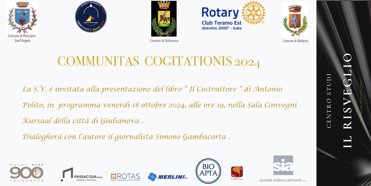 CSilRisveglio's tweet photo. Questa sera ore 19.00 Sala Kursaal di Giulianova. "IL COSTRUTTORE" di @antoniopolito1. Dialogherà con l'autore il giornalista @MontiGiommaria. https://t.co/RsHVc3gkwj