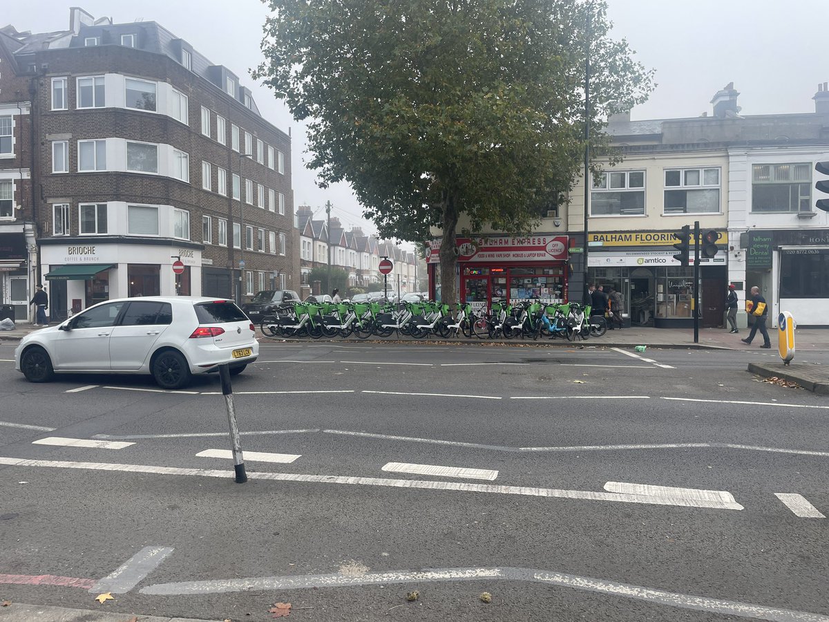 Tell me <a href="/limebike/">Lime</a> <a href="/Uber/">Uber</a> and <a href="/wandbc/">Wandsworth Council</a> how is this making sense or safe for pedestrians? From Balham High Street