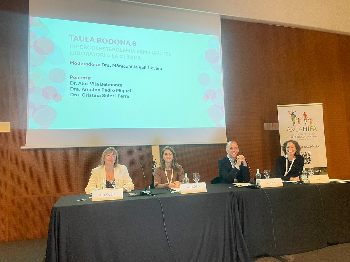 📣Estem present al congrés de la <a href="/xulacatalunya/">Xarxa d'Unitats de Lípids i Arterioesclerosi CAT</a>. Avui parlen d’hipercolesterolèmia:
🧬 Hipercolesterolèmia familiar: del laboratori a la clínica

#CongrésXULA2024   #Genètica   #SalutCardiovascular   #Hipercolesterolèmiafamiliar
x.com/xulacatalunya/…