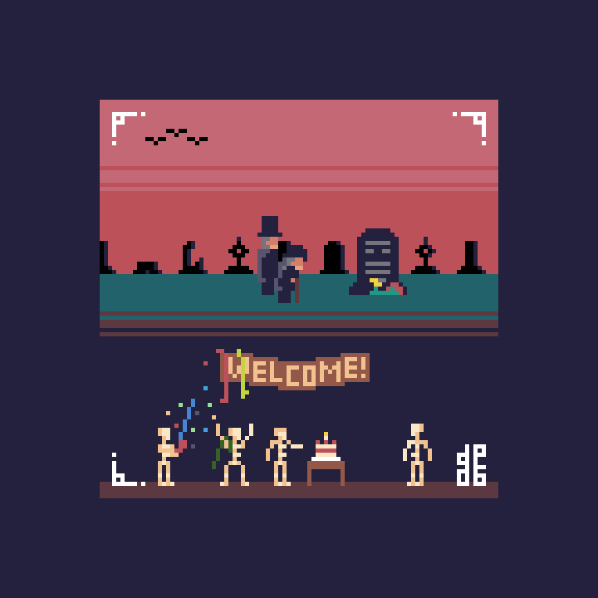 deadpixel06's tweet photo. A celebration of life #funeral @Pixel_Dailies #pixelart #pixel_dailies #Pyxel_Edit https://t.co/H7IQxASLfh
