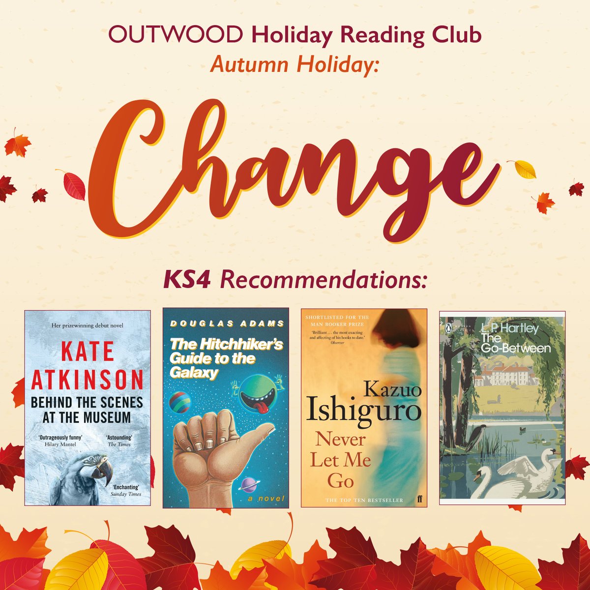 OutwoodFreeston's tweet image. This October half-term, why not join the @OGATrust #HolidayReadingClub 🎃

Below are some recommendation for KS3, KS4 &amp;amp; Staff!

Complete the form below to give feedback on your reads! 📚

#LoveToRead #ReadingToLearn 

ow.ly/z1Fr50TKSfw