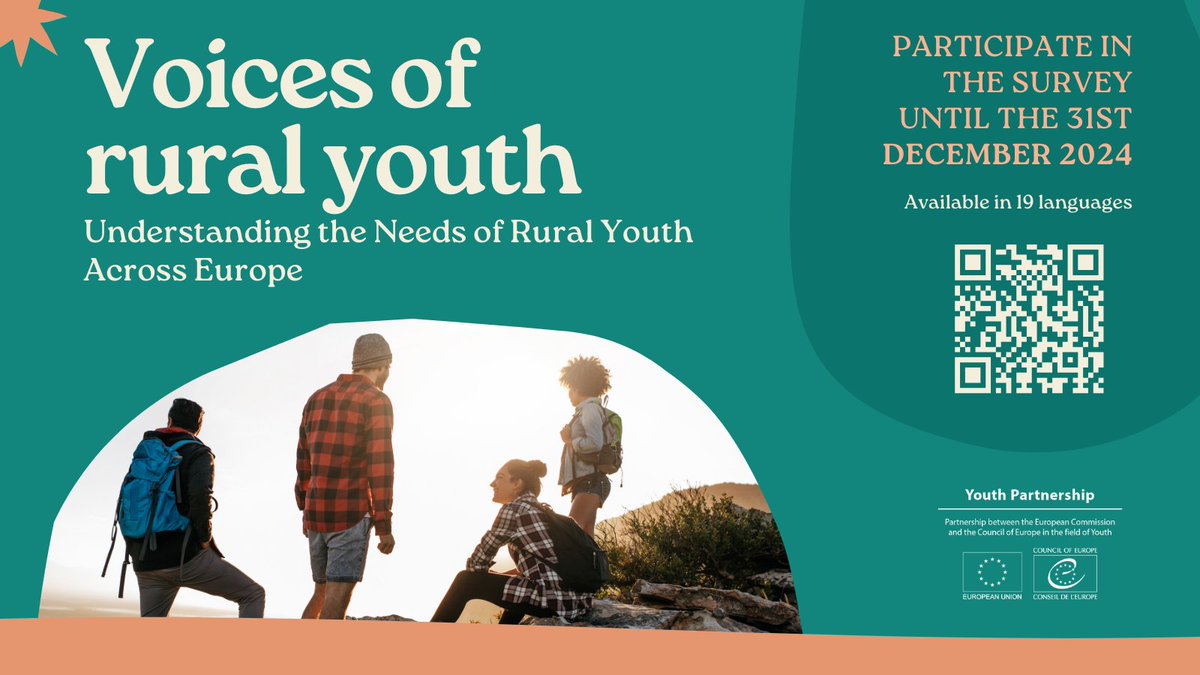🌍 Are you 18-30 years old and living in rural Europe? We need your voice! 🏞️
Share your experiences with education, jobs, social life, and more! Help shape policies for rural youth 💬
📝 Take the survey: surveymonkey.com/r/9M9YLLM
⏳ Deadline: 31 Dec 2024
#RuralYouth
