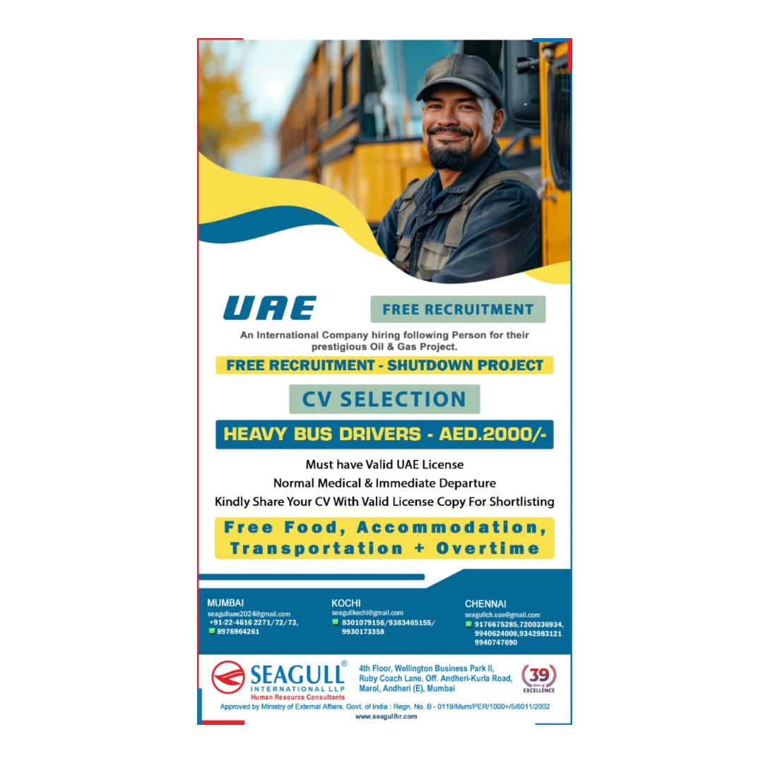 hrd1_seagull's tweet image. UAE Jobs 
✔Free Recruitment - Shut Down Project 
✔Cv Selection
📍Location - Mumbai , Vizag , Chennai , Kochi &amp;amp; Baroda
.

.

.
#uaejobs #seagull #heavybusdriver #uaelicense
