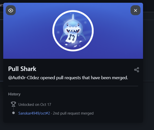 Auth0r_C0dez's tweet photo. Just earned the Pull Shark badge on GitHub! 🦈 Diving deep into open source and loving every commit. #GitHubAchievements #OpenSource #CodingJourney 
#machine_learning #ArtificialIntelligence #github https://t.co/aY30CaR4Si