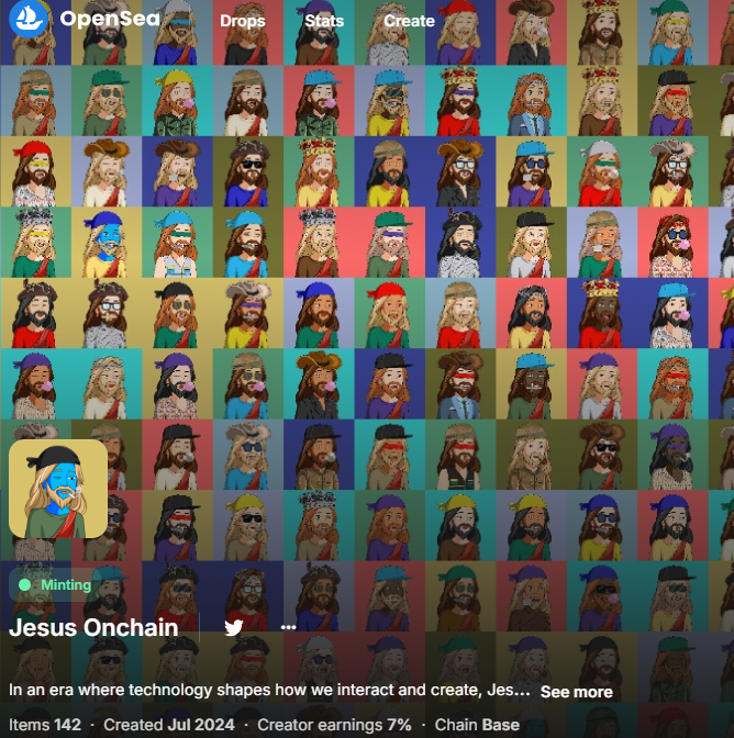 JesusOnchain's tweet photo. Gm!
Jesus Onchain hits a new milestone with 142 minted and counting! The movement is growing, and we're just getting started. Be part of a NFT revolution where faith meets blockchain #JesusOnchain is here to stay! Longterm!
#NFT #base #AIart #NFTCommunity https://t.co/ZysGj2mxl3