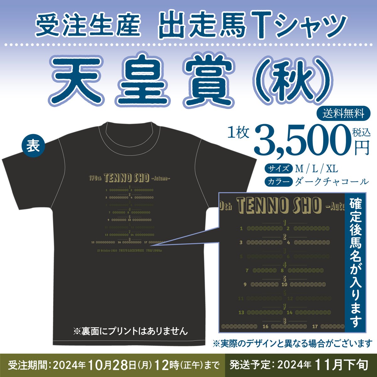 予約受付開始！】 第170回天皇賞（秋）出走馬Tシャツをターフィー通販