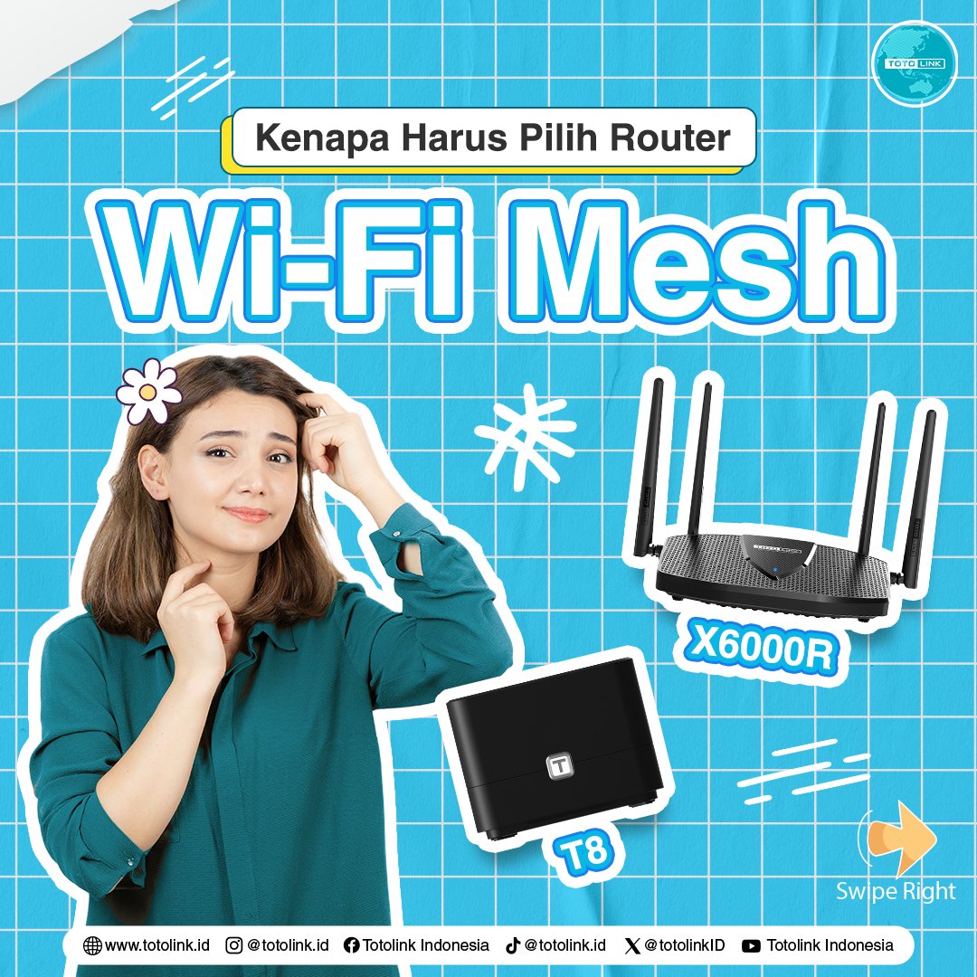 totolinkID's tweet image. Kenapa harus pilih Router Wi-Fi Mesh? 🔥
#totolinkindonesia #router #wifirouter #wifi6 #wificonnection #totolink #wifimesh