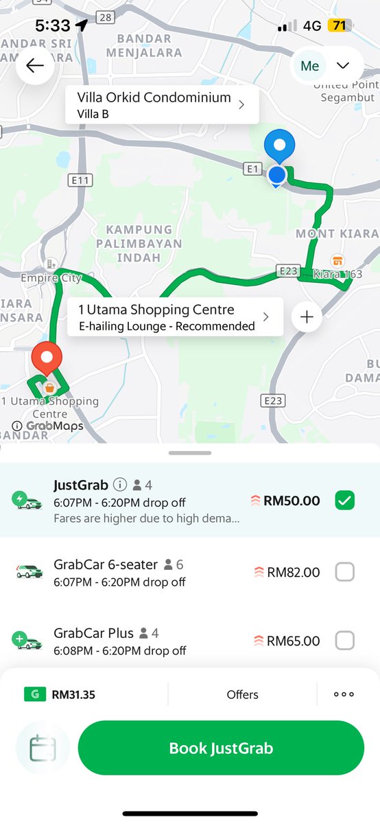 dirasaur's tweet photo. Is this an actual joke rm50 to go to… oh…. wtah and it’s like 20 mins tops from my place https://t.co/XzNTmw13zA