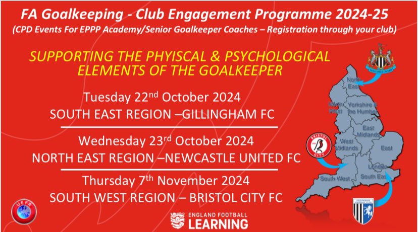 tucks_gkcoach's tweet photo. EPPP Club Engagement Events commencing next week. Further events through the season for North West, Midlands, Yorkshire and Southern .. register through your club 🧤 https://t.co/517b9qMz4y
