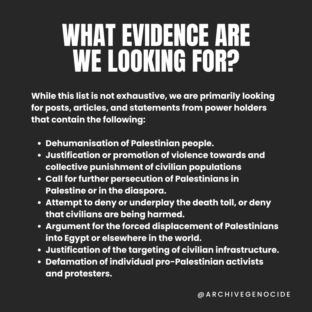 archivegenocide's tweet photo. 🟢 We've had a huge following uptick overnight. Welcome!
🔴 For those who have just joined us, here is a list of the types of evidence we are looking for and some top tips about using the archive.
⚫ We also have a new form on our website specifically for logging evidence relating to Lebanon.

Thanks for your support!