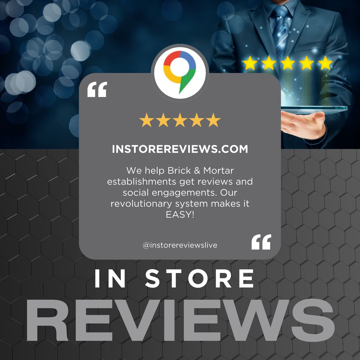 Get Reviews, Social Engagements &amp; In-Store Negative Alerts

instorereviews.com

#instorereviews #getreviews #businessgrowth #boost #feedback #testimonial #customerfeedback #online #socialmedia #engagements