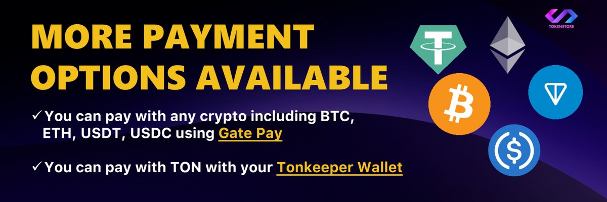 Tokenstoreio's tweet photo. Pay with over +10 payment options!

Tokenstore has BTC, USDT, USDC, ETH, TON and more payments. Please discover other payment options and get extra discounts.

#Crypto #tokenstore #BTC #BTCUSDT #USDC #ETH #TON https://t.co/PPyl1lk2W8